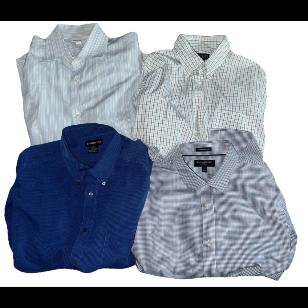 Men's Assorted Dress Shirts - Blue, White, and Gray